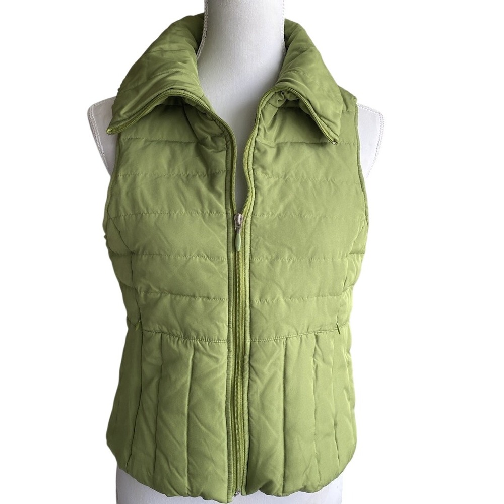 Kenneth Cole Puffer Vest Women M kiwi Green Down Fill Quilted Zip